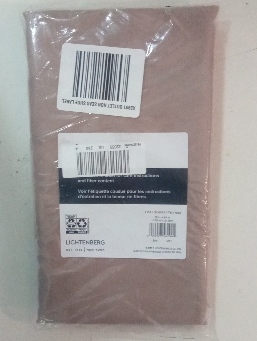 Lichtenberg Sheer Taupe Tan Curtain Panel 84" NWT $25 Rod Pocket